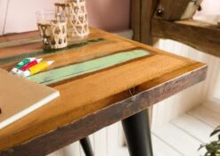 Scrivania In Legno Di Legno Riciclato 116x59x79 Multicolore Laccato SIXTIES #104 -Massivmoebel24 09 100 815 0004 5