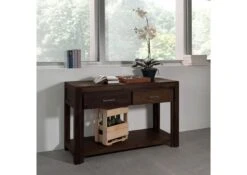 Tavolino Da Consolle In Legno Di Sheesham / Palissandro 118x45x76 Grigio Scuro Laccato METRO POLIS #126