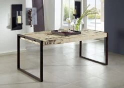 Tavolo Da Pranzo In Legno Di Mango 180x90x76 Mango Naturale Stampato FACTORY #113