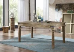 Tavolo Da Pranzo In Legno Di Sheesham / Palissandro 180x90x76 Grigio Scuro Oliato LEEDS #30