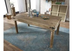 Tavolo Da Pranzo In Legno Di Sheesham / Palissandro 180x90x76 Grigio Scuro Oliato LEEDS #30 -Massivmoebel24 09 102 750 0740 3