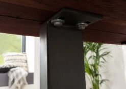 FREEFORM 3 Tavolo Da Pranzo In Legno Di Acacia - Laccato Marrone /gambe In Ferro - Antracite Mat 120x90x76 -Massivmoebel24 09 102 814 1274 5