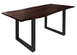 FREEFORM 3 Tavolo Da Pranzo In Legno Di Acacia - Laccato Marrone /gambe In Ferro - Antracite Mat 120x90x76 -Massivmoebel24 09 102 814 1274 9