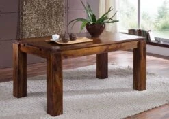 Tavolo Da Pranzo Allungabile In Legno Di Sheesham / Palissandro 220x90x76 Miele Laccato METRO LIFE #157