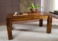 Tavolo Da Pranzo Allungabile In Legno Di Sheesham / Palissandro 220x90x76 Miele Laccato METRO LIFE #157 -Massivmoebel24 09 104 520 1057 3