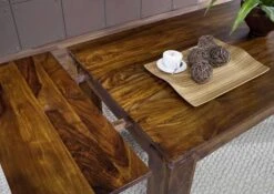 Tavolo Da Pranzo Allungabile In Legno Di Sheesham / Palissandro 220x90x76 Miele Laccato METRO LIFE #157 -Massivmoebel24 09 104 520 1057 5