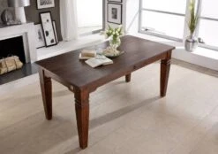 Tavolo Da Pranzo In Legno Di Acacia 200x100x76 Nougat Laccato OXFORD #605 -Massivmoebel24 09 104 620 9102 4