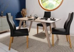 Tavolo Da Pranzo In Legno Di Acacia 220x100x76 Marrone Crema Laccato TROMSO #016