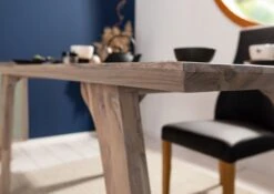 Tavolo Da Pranzo In Legno Di Acacia 220x100x76 Marrone Crema Laccato TROMSO #016 -Massivmoebel24 09 104 697 0012 6