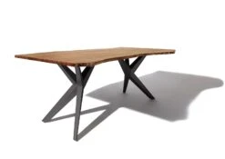 FREEFORM 4 Tavolo Da Pranzo In Legno Di Acacia - Laccato Natur / Gambe In Ferro - Antracite Mat 140x90x76