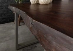 FREEFORM 5 Tavolo Da Pranzo In Legno Di Acacia - Laccato Marrone /gambe In Ferro - Argento Mat 140x90x77 -Massivmoebel24 09 104 824 1901 4