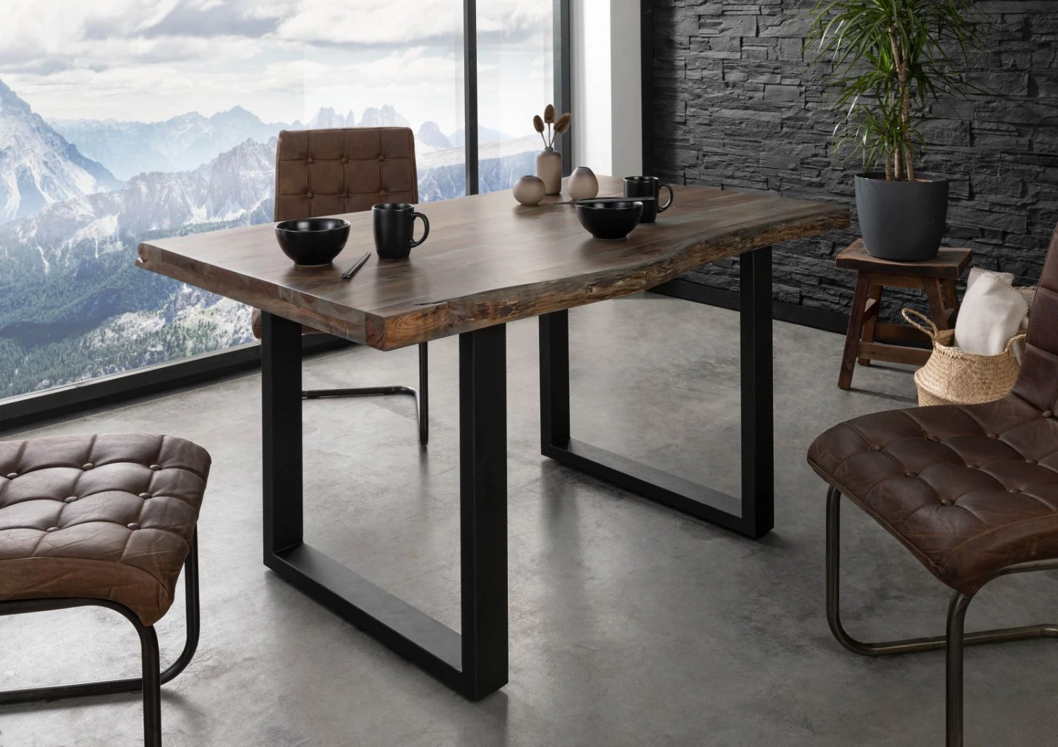 FREEFORM 5 Tavolo Da Pranzo In Legno Di Acacia - Laccato Grigio /gambe In Ferro - Antracite Mat 140x90x77 4 FREEFORM 5 Tavolo Da Pranzo In Legno Di Acacia - Laccato Grigio /gambe In Ferro - Antracite Mat 140x90x77 - immagine 2