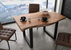 FREEFORM 5 Tavolo Da Pranzo In Legno Di Acacia - Laccato Natur /gambe In Ferro - Antracite Mat 160x90x77