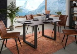 Tavolo Da Pranzo In Legno Di Acacia 160x90x76 Marrone Laccato SWISS EDGE