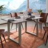 Tavolo Da Pranzo In Legno Di Acacia 140x90x76 Grigio Scuro Laccato SWISS EDGE -Massivmoebel24 09 104 825 6106 1 1