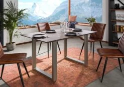 Tavolo Da Pranzo In Legno Di Acacia 160x90x76 Grigio Scuro Laccato SWISS EDGE