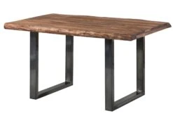 FREEFORM 5 Tavolo Da Pranzo In Legno Di Sheesham - Verniciato Grigio / Gambe In Ferro U Antracite Lucido 160x90 -Massivmoebel24 09 104 834 2101 11