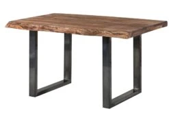 FREEFORM 5 Tavolo Da Pranzo In Legno Di Sheesham - Verniciato Grigio / Gambe In Ferro U Antracite Lucido 160x90 -Massivmoebel24 09 104 834 2101 9