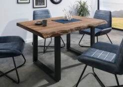 FREEFORM 5 Tavolo Da Pranzo In Legno Di Sheesham - Verniciato Grigio / Gambe In Ferro U Antracite Matt 160x90