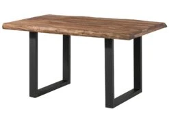 FREEFORM 5 Tavolo Da Pranzo In Legno Di Sheesham - Verniciato Grigio / Gambe In Ferro U Antracite Matt 160x90 -Massivmoebel24 09 104 834 2201 11