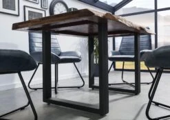 FREEFORM 5 Tavolo Da Pranzo In Legno Di Sheesham - Verniciato Grigio / Gambe In Ferro U Antracite Matt 160x90 -Massivmoebel24 09 104 834 2201 3