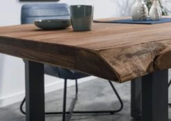 FREEFORM 5 Tavolo Da Pranzo In Legno Di Sheesham - Verniciato Grigio / Gambe In Ferro U Antracite Matt 160x90 -Massivmoebel24 09 104 834 2201 6