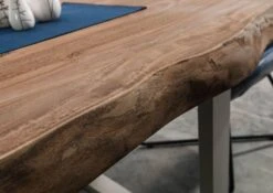 FREEFORM 5 Tavolo Da Pranzo In Legno Di Sheesham - Verniciato Grigio / Gambe In Ferro U Argento Matt 160x90 -Massivmoebel24 09 104 834 2901 5