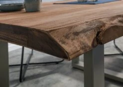 FREEFORM 5 Tavolo Da Pranzo In Legno Di Sheesham - Verniciato Grigio / Gambe In Ferro U Argento Matt 160x90 -Massivmoebel24 09 104 834 2901 6