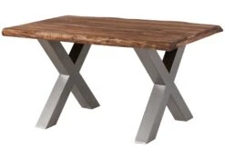 FREEFORM 5 Tavolo Da Pranzo In Legno Di Sheesham - Verniciato Grigio / Gambe In Ferro X Argento Matt 160x90 21 FREEFORM 5 Tavolo Da Pranzo In Legno Di Sheesham - Verniciato Grigio / Gambe In Ferro X Argento Matt 160x90 -Massivmoebel24 09 104 834 2911 11