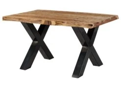 FREEFORM 5 Tavolo Da Pranzo In Legno Di Sheesham - Sabbiato Natur / Gambe In Ferro X Antracite Lucido 160x90 -Massivmoebel24 09 104 834 3111 11