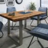 FREEFORM 5 Tavolo Da Pranzo In Legno Di Sheesham - Sabbiato Natur / Gambe In Ferro U Argento Matt 160x90 -Massivmoebel24 09 104 834 3901 1