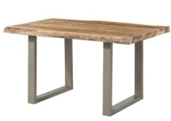 FREEFORM 5 Tavolo Da Pranzo In Legno Di Sheesham - Sabbiato Natur / Gambe In Ferro U Argento Matt 160x90 -Massivmoebel24 09 104 834 3901 11