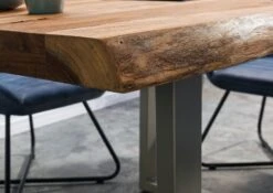 FREEFORM 5 Tavolo Da Pranzo In Legno Di Sheesham - Sabbiato Natur / Gambe In Ferro U Argento Matt 160x90 -Massivmoebel24 09 104 834 3901 6