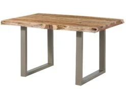 FREEFORM 5 Tavolo Da Pranzo In Legno Di Sheesham - Sabbiato Natur / Gambe In Ferro U Argento Matt 160x90 -Massivmoebel24 09 104 834 3901 9