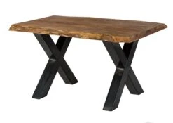 FREEFORM 5 Tavolo Da Pranzo In Legno Di Sheesham - Verniciato Natur / Gambe In Ferro X Antracite Lucido 140x90 -Massivmoebel24 09 104 834 5111 11