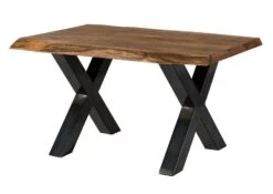 FREEFORM 5 Tavolo Da Pranzo In Legno Di Sheesham - Verniciato Natur / Gambe In Ferro X Antracite Lucido 140x90 -Massivmoebel24 09 104 834 5111 9