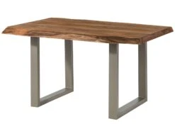 FREEFORM 5 Tavolo Da Pranzo In Legno Di Sheesham - Verniciato Natur / Gambe In Ferro U Argento Matt 160x90 -Massivmoebel24 09 104 834 5901 11