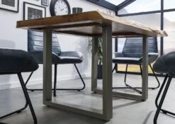 FREEFORM 5 Tavolo Da Pranzo In Legno Di Sheesham - Verniciato Natur / Gambe In Ferro U Argento Matt 160x90 -Massivmoebel24 09 104 834 5901 3