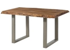 FREEFORM 5 Tavolo Da Pranzo In Legno Di Sheesham - Verniciato Natur / Gambe In Ferro U Argento Matt 160x90 -Massivmoebel24 09 104 834 5901 9