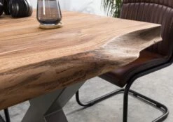 FREEFORM 5 Tavolo Da Pranzo In Legno Di Sheesham - Verniciato Natur / Gambe In Ferro X Argento Matt 160x90 -Massivmoebel24 09 104 834 5911 7