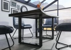 FREEFORM 5 Tavolo Da Pranzo In Legno Di Mango - Verniciato Grigio / Gambe In Ferro U Antracite Lucido 160x90 -Massivmoebel24 09 104 844 2101 3