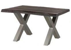 FREEFORM 5 Tavolo Da Pranzo In Legno Di Mango - Verniciato Grigio / Gambe In Ferro X Argento Matt 140x90 -Massivmoebel24 09 104 844 2911 9