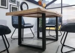 FREEFORM 5 Tavolo Da Pranzo In Legno Di Mango - Verniciato Beige / Gambe In Ferro U Antracite Matt 140x90 -Massivmoebel24 09 104 844 4201 3