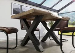 FREEFORM 5 Tavolo Da Pranzo In Legno Di Mango - Verniciato Beige / Gambe In Ferro X Antracite Matt 160x90 -Massivmoebel24 09 104 844 4211 3