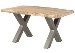 FREEFORM 5 Tavolo Da Pranzo In Legno Di Mango - Verniciato Beige / Gambe In Ferro X Argento Matt 140x90 -Massivmoebel24 09 104 844 4911 11 1