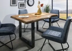 FREEFORM 5 Tavolo Da Pranzo In Legno Di Mango - Verniciato Natur / Gambe In Ferro U Antracite Lucido 160x90