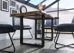 FREEFORM 5 Tavolo Da Pranzo In Legno Di Mango - Verniciato Natur / Gambe In Ferro U Antracite Lucido 160x90 -Massivmoebel24 09 104 844 9101 3