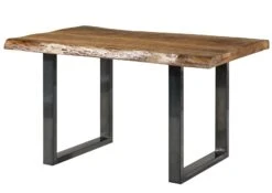 FREEFORM 5 Tavolo Da Pranzo In Legno Di Mango - Verniciato Natur / Gambe In Ferro U Antracite Lucido 160x90 -Massivmoebel24 09 104 844 9101 9