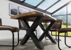 FREEFORM 5 Tavolo Da Pranzo In Legno Di Mango - Verniciato Natur / Gambe In Ferro X Antracite Lucido 160x90 -Massivmoebel24 09 104 844 9111 3