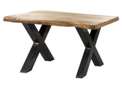 FREEFORM 5 Tavolo Da Pranzo In Legno Di Mango - Verniciato Natur / Gambe In Ferro X Antracite Lucido 160x90 -Massivmoebel24 09 104 844 9111 9